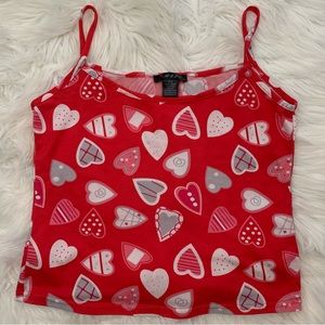 3/$15 Hot pink heart patterned tank top